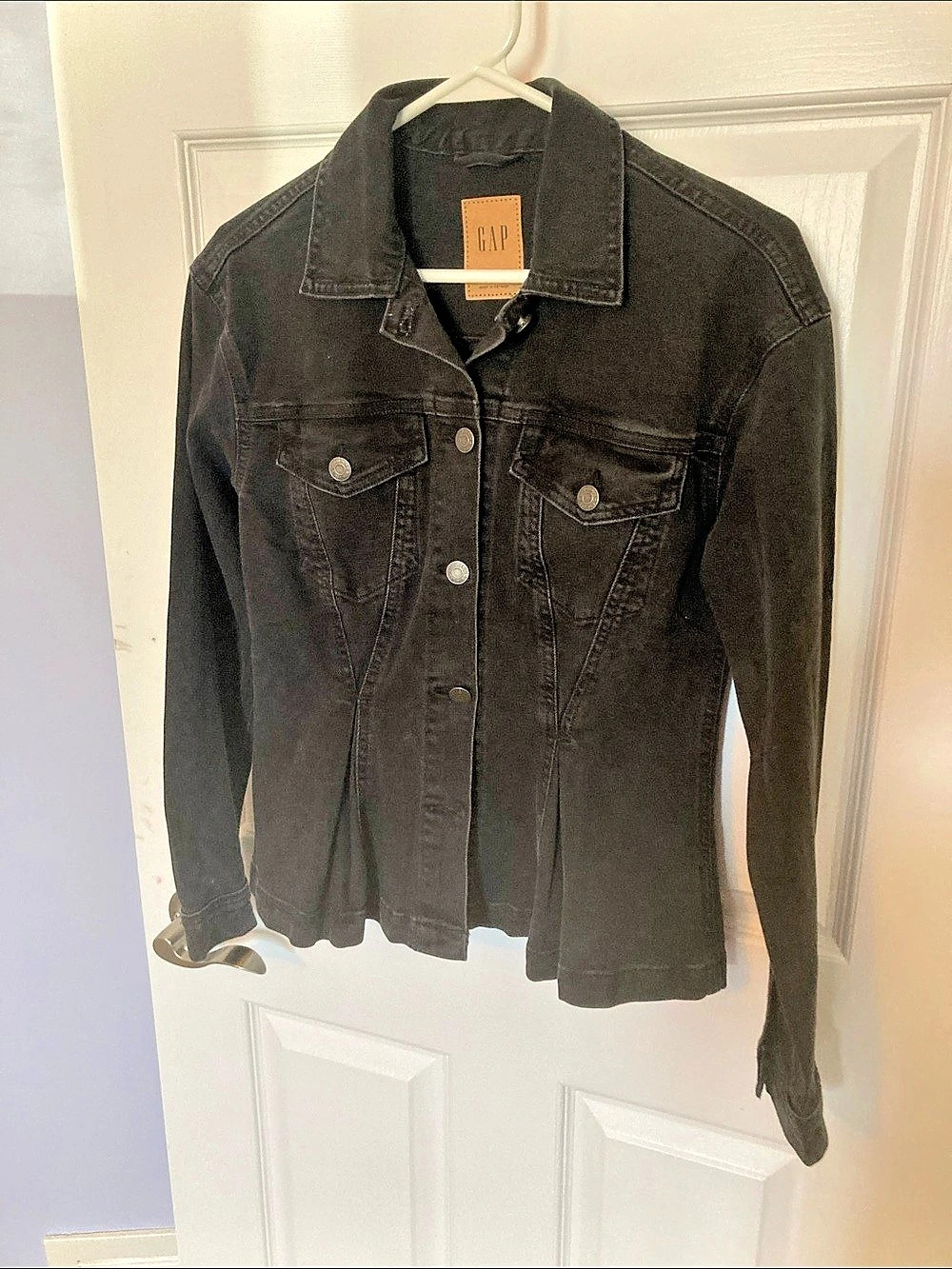 Gap Black Denim Peplum Jacket Black Size Small